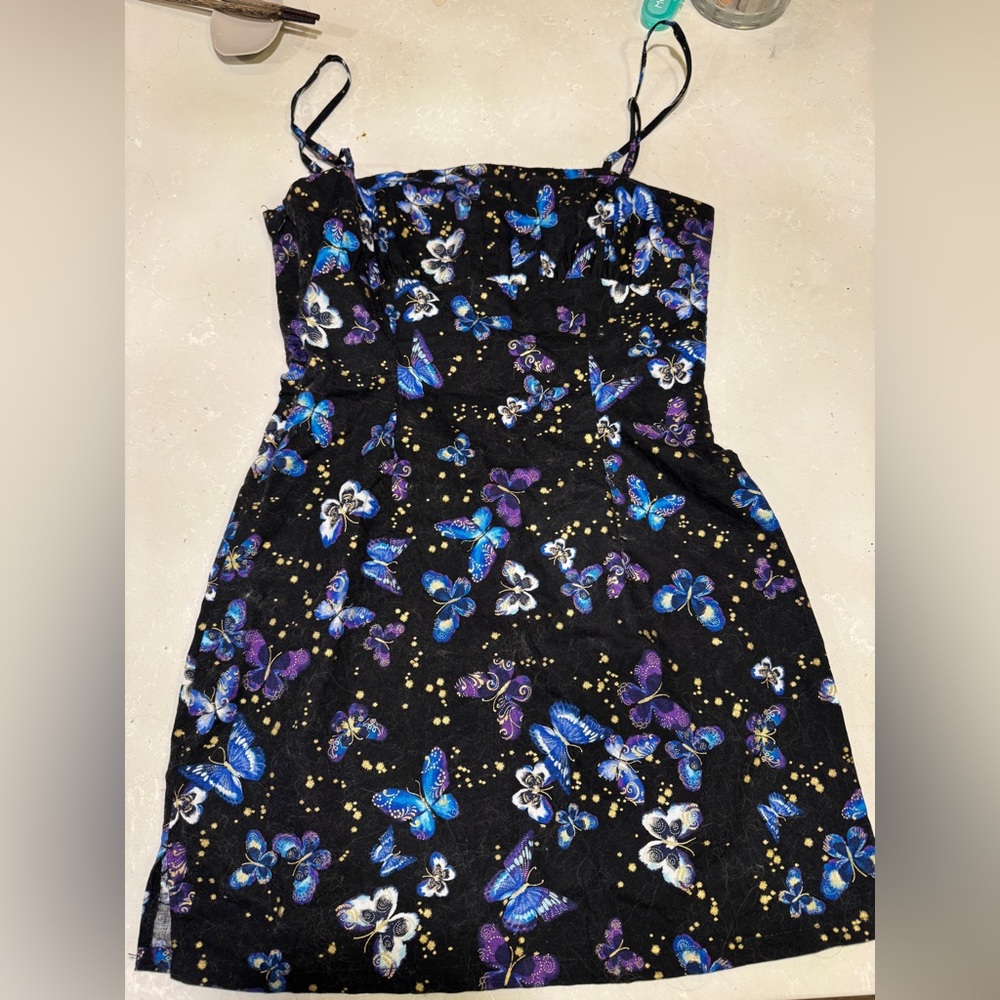 Y2K handmade butterfly bodycon dress cotton - Picture 2 of 4